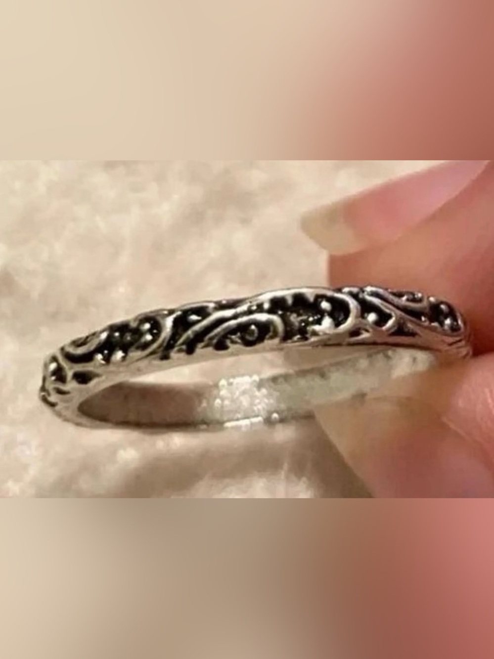 Antique Vintage-Style Filigree Silver Band Ring